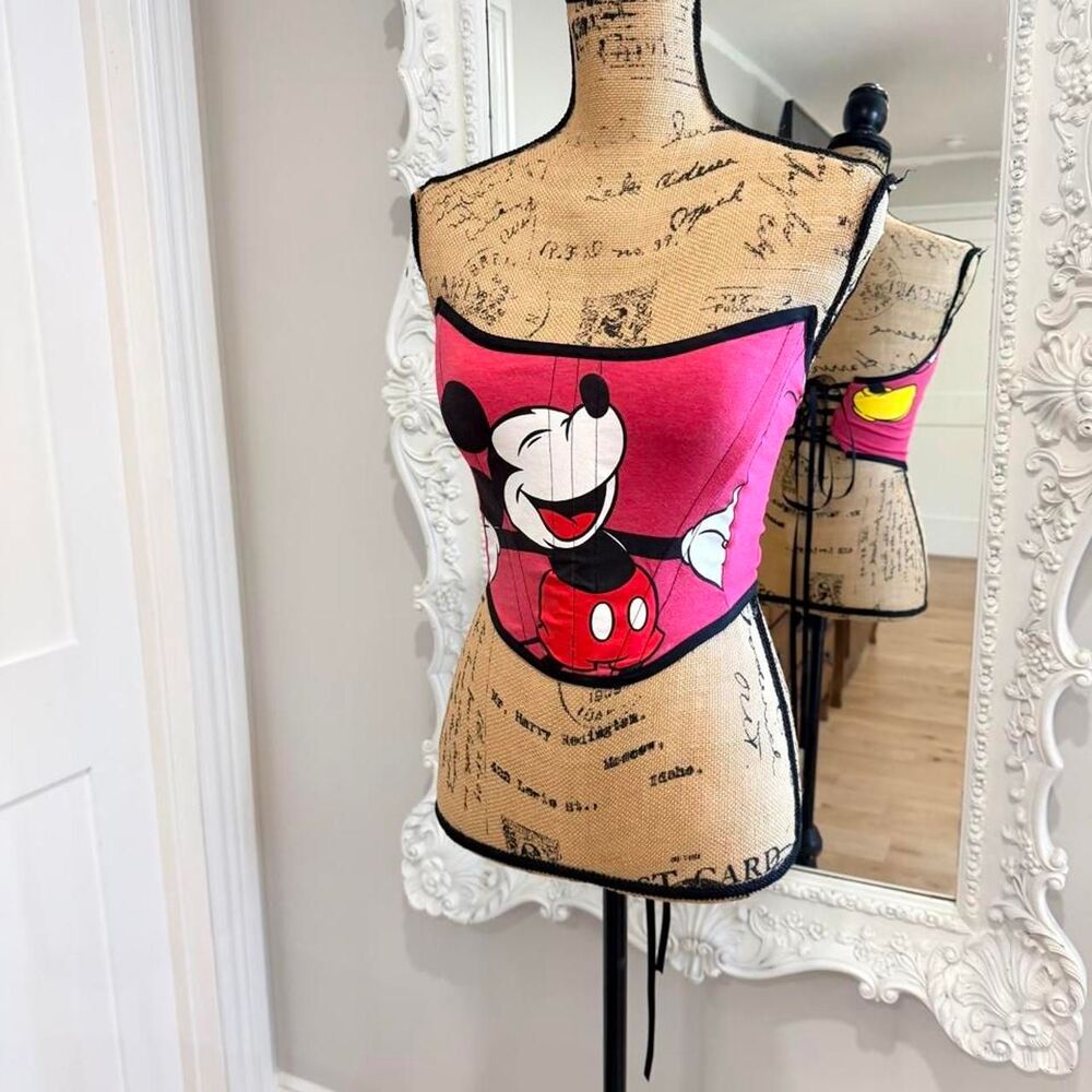 New York Couture *One of a Kind* Red MICKEY MOUSE Boned Corset Crop Top